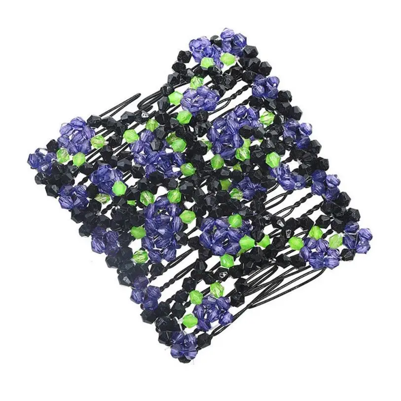 Женский двойной гребень для волос, волшебные бусины, эластичная заколка, эластичные гребни для волос, модные аксессуары для волос, резинки для волос