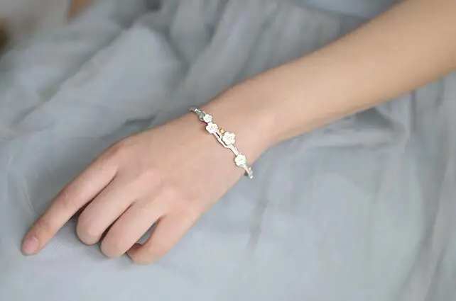 Jisensp Hot Sale Bangles Cuff Flower Bangles & Bracelets Women Accessories Srebrna bransoletka indian bangles mujer moda - Image 3