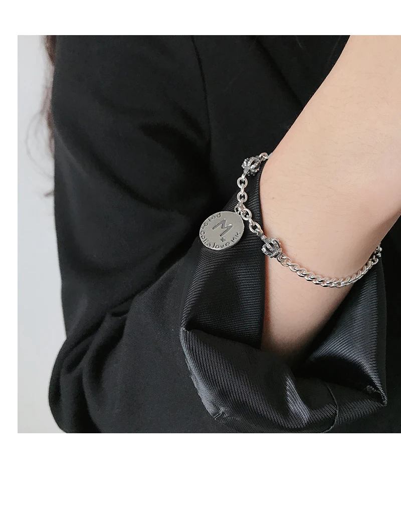925 пробы серебряный браслет винтажная ручная работа цепь корона бирка Циркон женский браслет ювелирные украшения для женщин WDB015