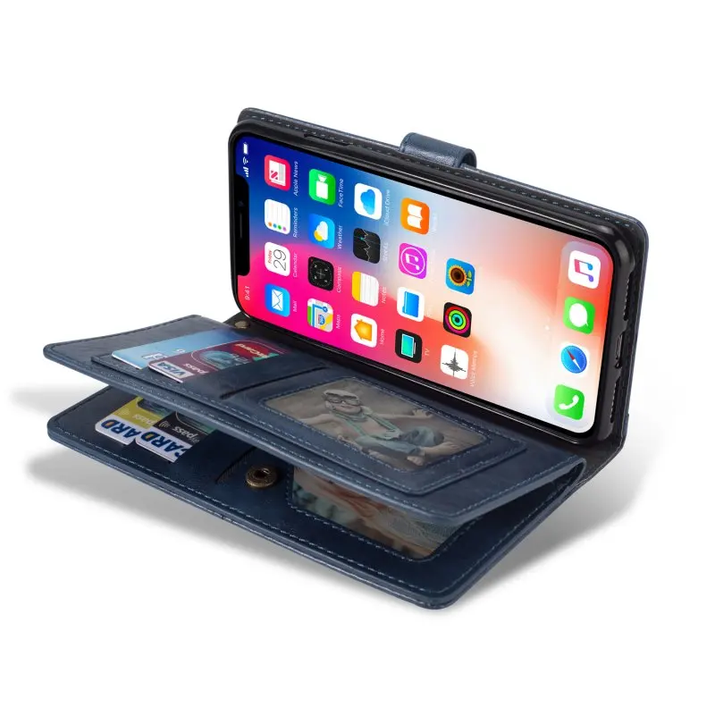 Wallet Case for iPhone XS Case Leather Vintage Flip Cover for iPhone 6 6s 7 8 Plus X XR XS Max Cases Card Holder Multi Function (11)
