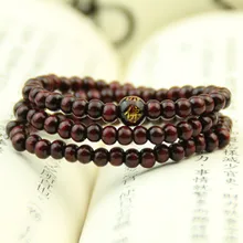 6 MM Marrom Contas de Madeira com pedra preta em Forma de Esfera de pedra Mens Colar Mens jóias Mala Rosário pulseiras mens 2018(China)