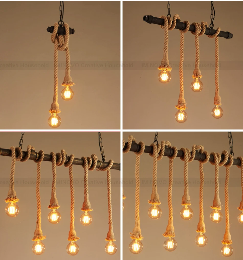 Ретро Винтаж веревка подвесной светильник лампа Лофт 18 мм 25 мм E27 индивидуальная промышленная лампа Эдисона ресторан кофе бар американский стиль