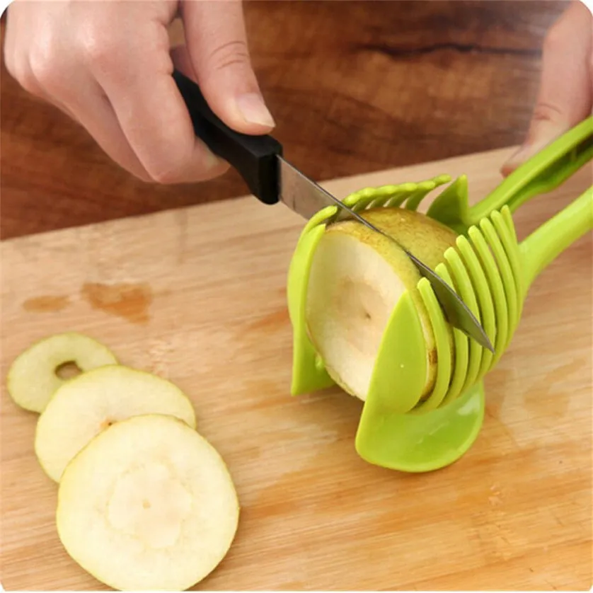 

10pcs Handheld Circular Potato Slicer Cutter Tool Shreadders Lemon Cutter Kitchen Cutting Holder Cooking Tools 2019 Hot
