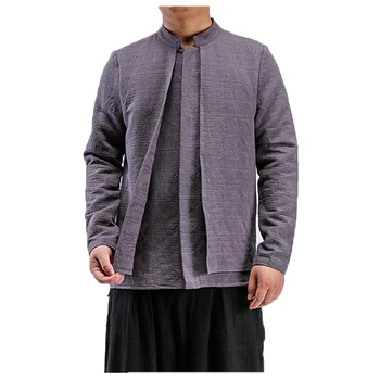 

Autumn Solid Cotton Linen Clothing Loose Men Long Sleeve Tai Chi Kung Fu Shirt Chinese Style Mandarin Collar Shirt Top M-4XL