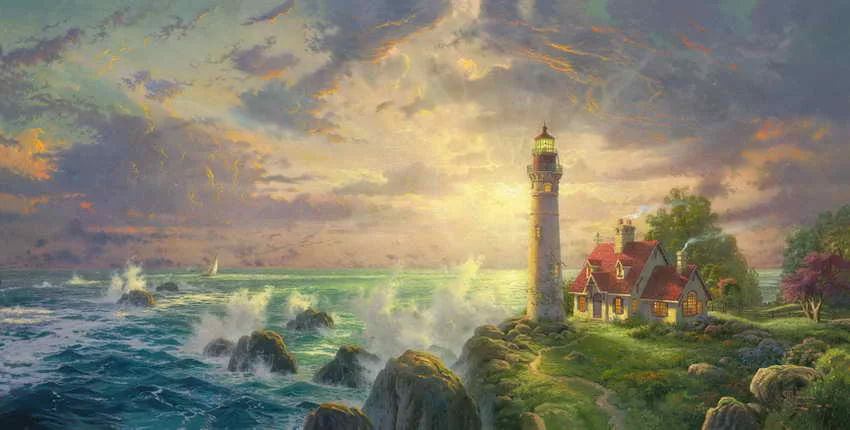 Направляющий светильник Thomas Kinkade HD холст с принтом для гостиной спальни