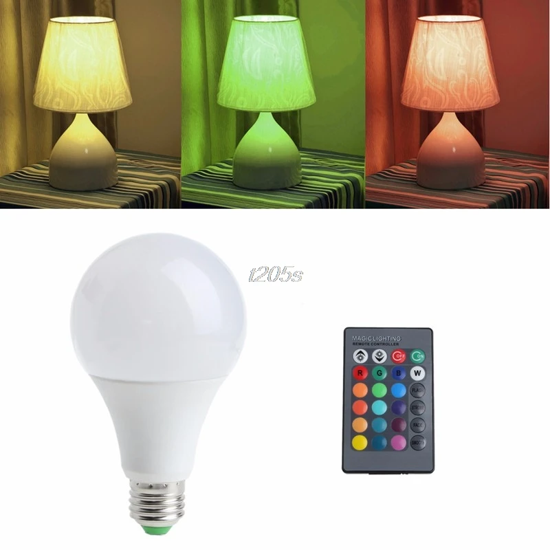

1PC Remote Control Wireless 85-265V E27 LED 20W 16 Colors RGB Table Lamp Light Bulb Q01 Dropship