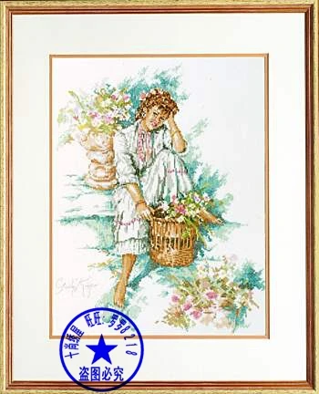CS-1128 cross stitch kit flower lady, flower girl, flower woman Lanarte 33870.jpg