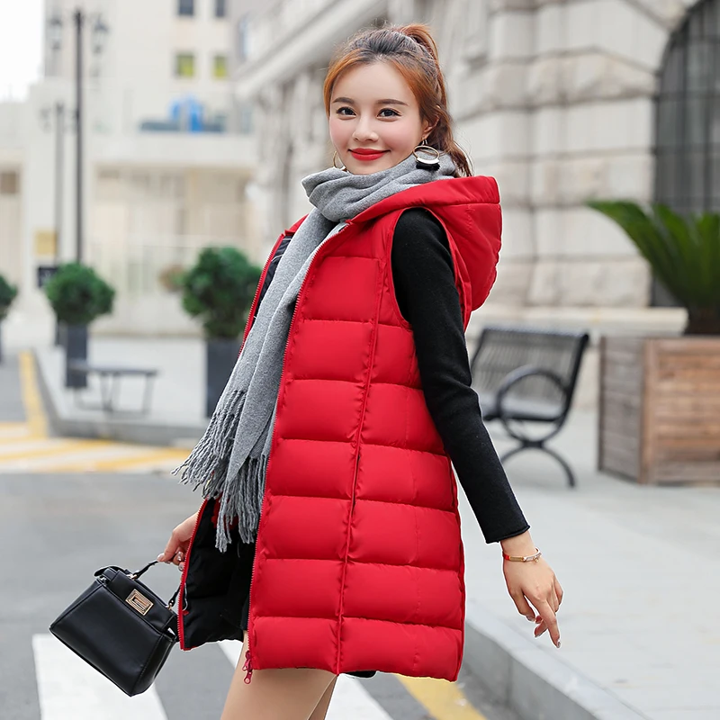 

2019 Women Winter Vest Waistcoat New Women Long Vest Sleeveless Jacket Suit Collar Down Cotton Warm Vest Female