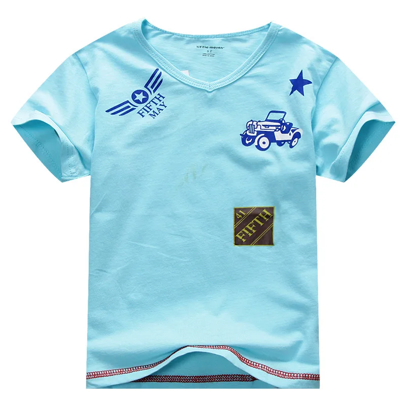 2020 Summer Boys T Shirts Light Blue Solid Car Boy Tshirts 100 Cotton