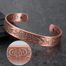 Vinterly-Bracelets Viking pour femmes, Bracelet en énergie, en cuivre pur, magnétique, unisexe, Vintage, manchettes ajustables, hommes
