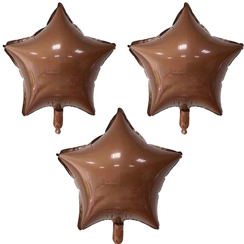 

Hot sell 3pcs 18 inch Five-pointed star coffee foil balloon Anniversary wedding birthday party supplies air balloon brown stars