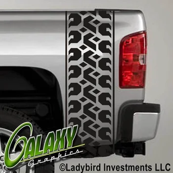 

For Universal 1Set/2Pcs Tire Tread Stripes Truck Bed Decal x2 - Ram Chevy Ford - Stickers