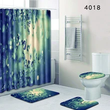 HomeMiYN коврик для ванной, синий, зеленый, капли воды, 4 шт., украшение для ванной комнаты, занавеска для душа, водонепроницаемый, с 12 крючками, 50X80 см, коврики для ванной