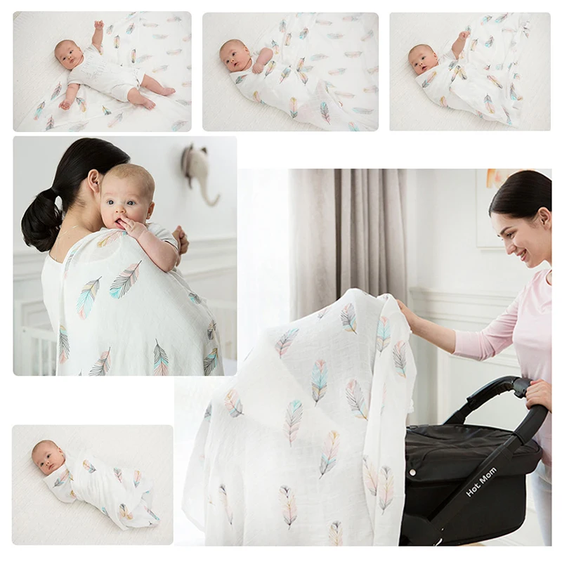 Baby Blanket Muslin Wrap Newborn Swaddles Plat Mat Baby Photography Blankets Mantas De Bebes Infant Stroller Cover 115*115cm