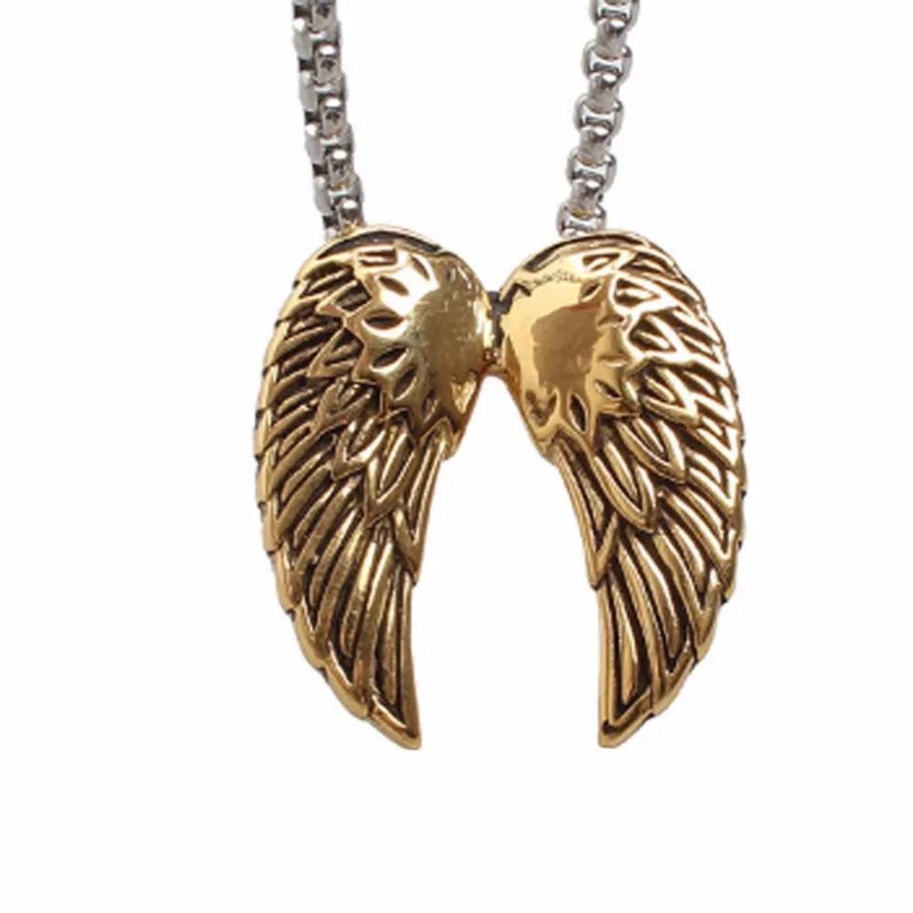 Angel Wing Pendants Necklace Men Necklaces Stainless Steel Vintage