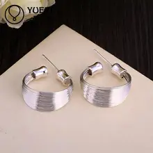 И розничная женские посеребренные серьги-гвоздики Свадебные украшения Супер предложение узоры из страз