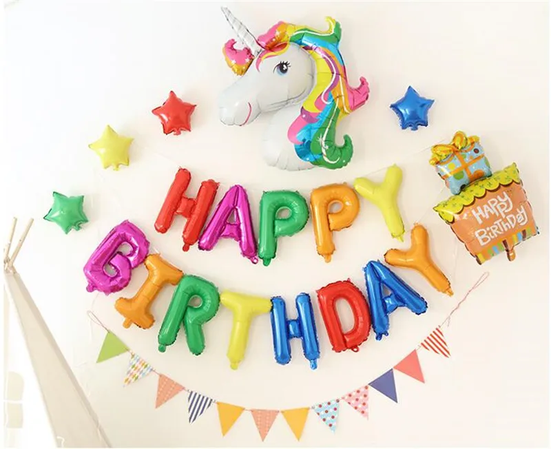 Надувной воздушный шар в виде шляпы единорога с надписью Happy Birthday для свадебной