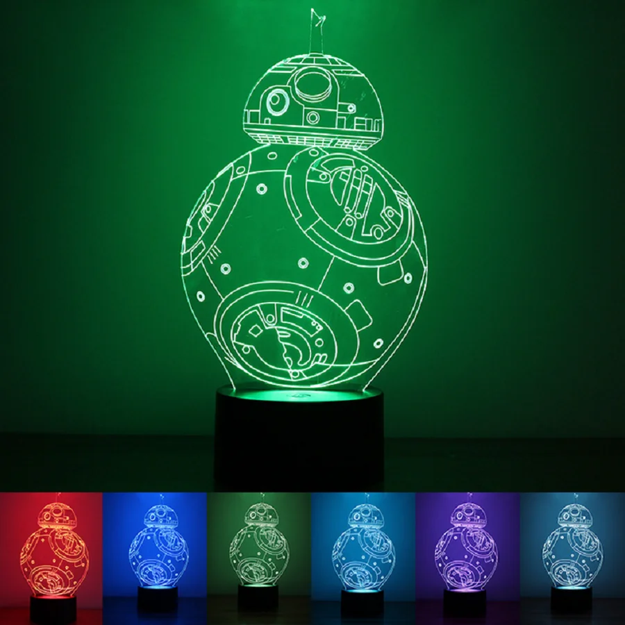 

Robot 3D night light USB power button Creative colorful LED home lighting