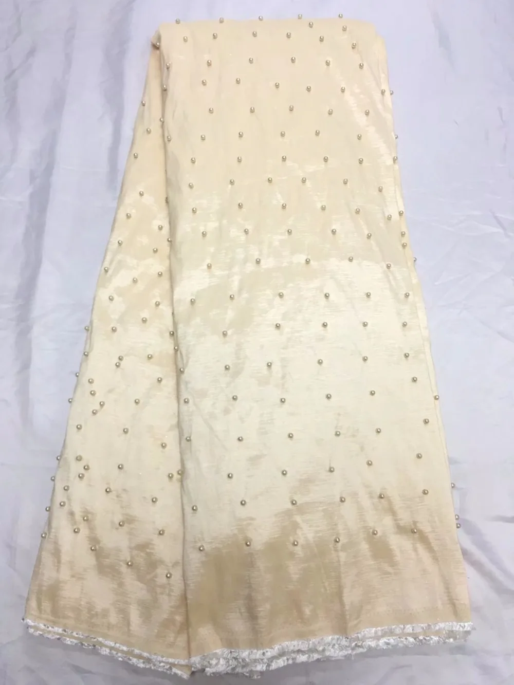 Королевский белый Джордж кружевной ткани с блузкой Африканский бисер Джордж гипюр кружева с бисером индийский шелк невесты ткань FL2893