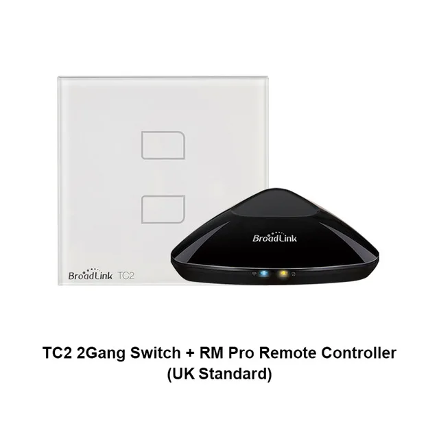 Broadlink TC2 1/2/3 UK Стандартный умный дом 433 МГц Wi-Fi/4G Дистанционное Управление через RM Pro настенный сенсорный светильник выключатель 1 способ - Цвет: 2gang and RM pro uk