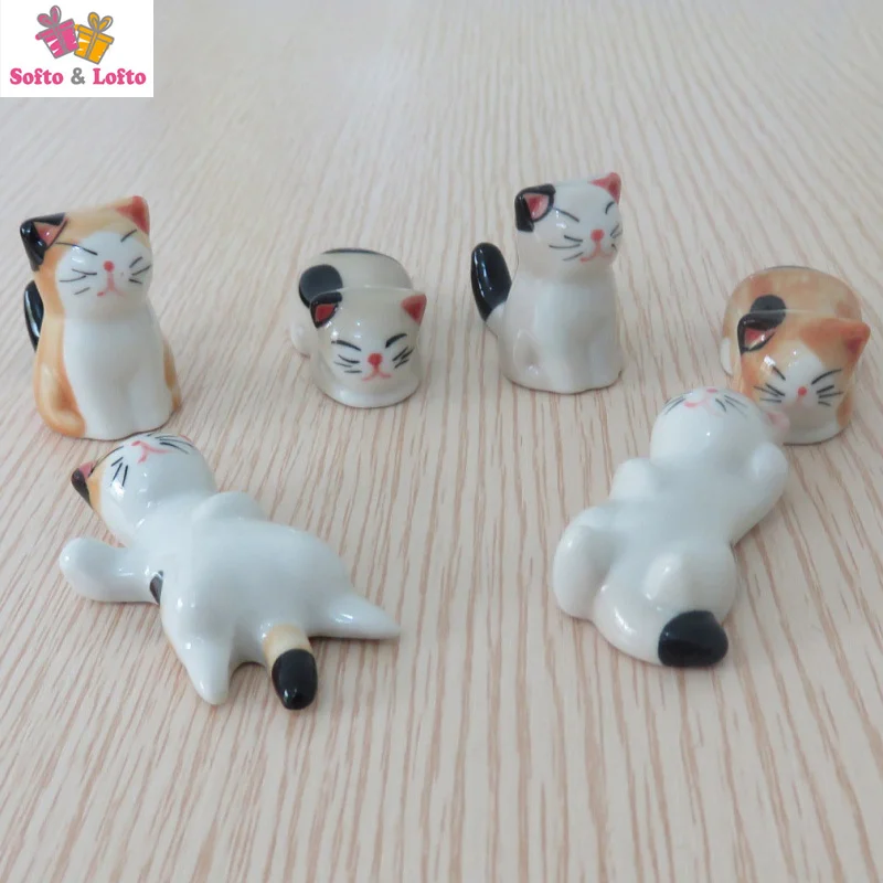 Free Shipping 6pcs/lot Cute Japan Cats Chopstick Stand Rest Ceramic