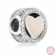 Валентина стерлингового серебра 925 прозрачный CZ& нежно-розовые эмалевые чудесные Любовь бисер DIY Fit PANDORA Подвески для изготовления ювелирных изделий FL503
