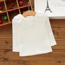 Luvsecmin/белые кружевные детские топы для маленьких девочек; сезон зима-весна-осень; базовые рубашки; детские блузки с длинными рукавами; одежда из хлопка; JW6008