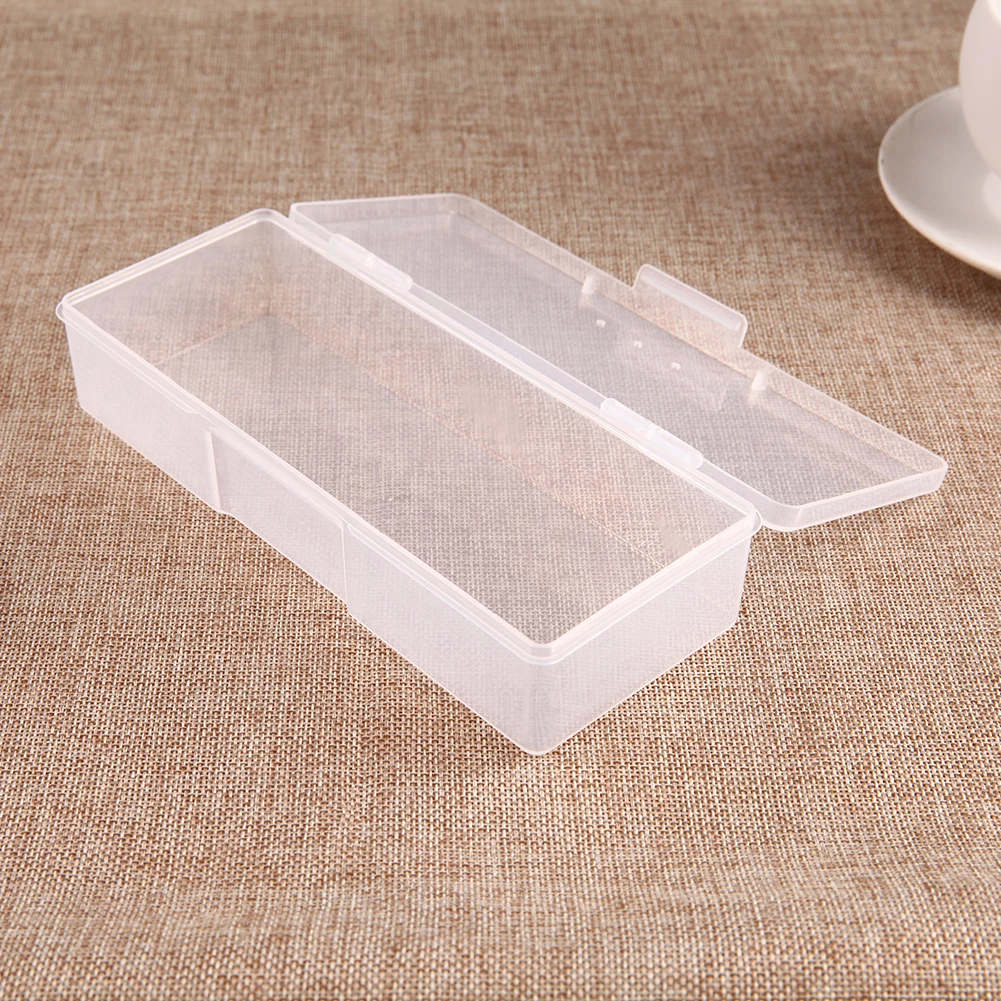 

Rectangle Nail Art Tool Empty Storage Box Plastic Tweezers Clippers Pens Cuticle Pusher Polishing buffer files Strip Container