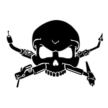 12.7*8.9CM Interesting Welders Skull Car Stickers Stylish Motorcycle Vinyl Decals Black/Silver C7-0940