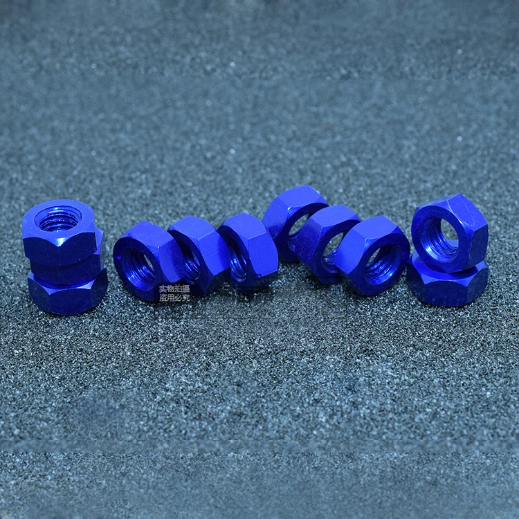 10pcs M3 M4 M5 M6 Aluminum Hexagon Blue Color Locking Nuts Hex nutin