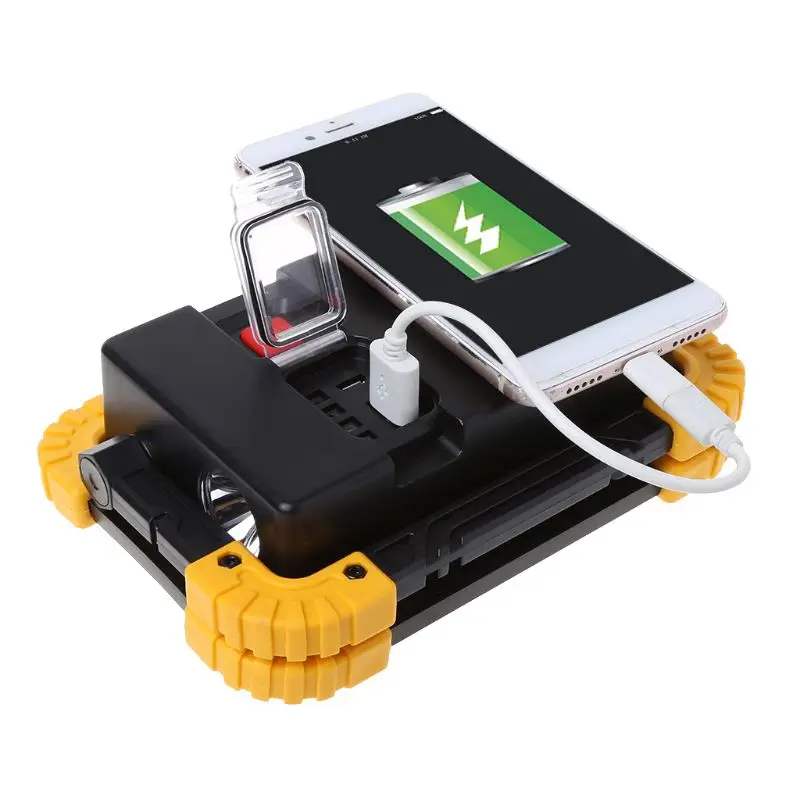 

LED Portable Work Lamps Waterproof Rechargeable Flood Light Camping Outdoor Tool 2 USB ports 4 Modes 180 degree rotating
