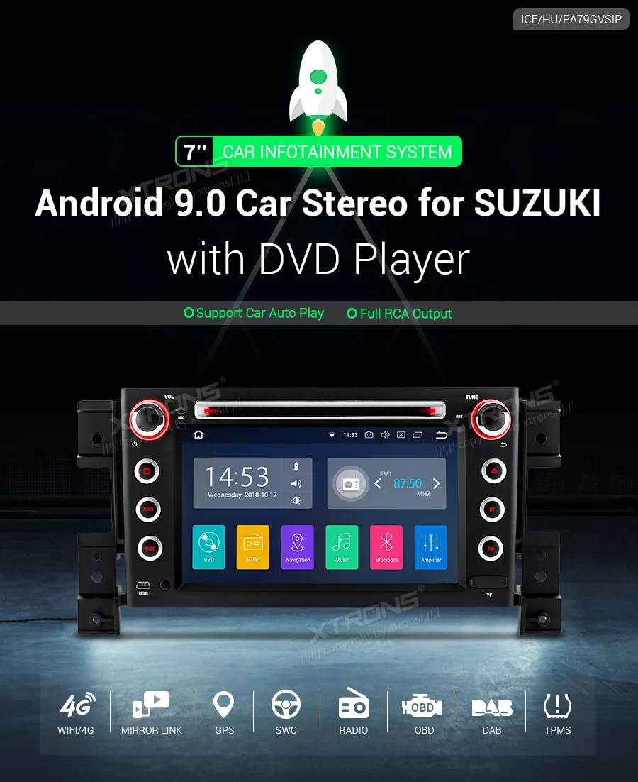 

7" Android 9.0 GPS Radio WIFI OBD USB Car DVD Player for Suzuki Grand Vitara 2005 2006 2007 2008 2009 2010 2011 2012 2013