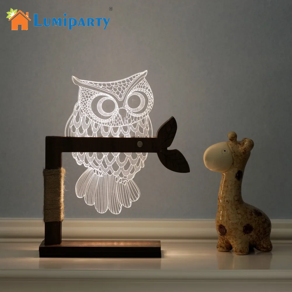 

LumiParty 3D Owl Shape LED Adjustable Light Desk Table Lamp Night Light Home Decor, Warm White