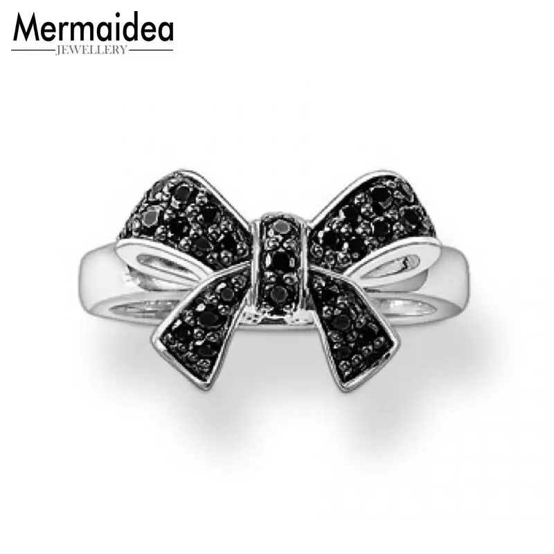 

Black CZ Knot Ring Heart Romantic Good Jewerly For Women 2019 Gift 925 Sterling Silver Super Deals