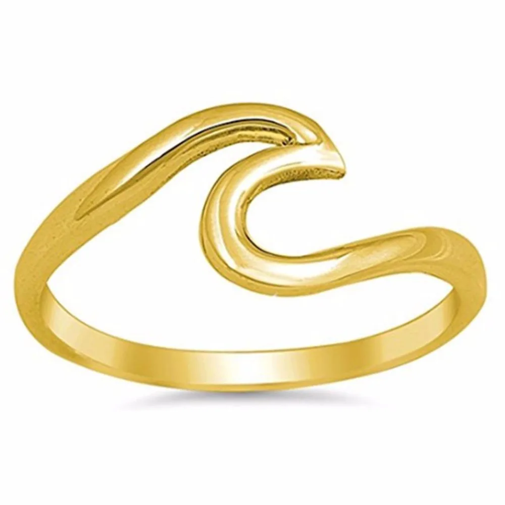 Чандлер летние пляжные волна кольцо из розового золота ручной провода Обёрточная бумага Surf Кольца простой Дизайн минималистский миди костяшки пальцев ног Bague