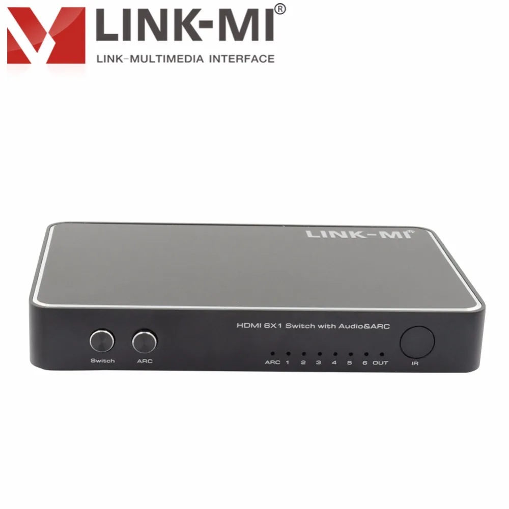 

LINK-MI 6 Port HDMI Switch 4Kx2K 6x1 HDMI Switch Stereo Audio Output+ARC Function Selector Hub with Optical Spdif Toslink+3.5mm