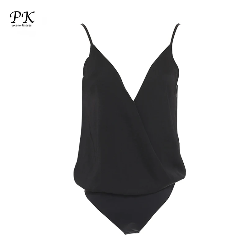 PK Черное Шифоновое боди для женщин Пляжное фитнеса летнее combinasion femme девушек с