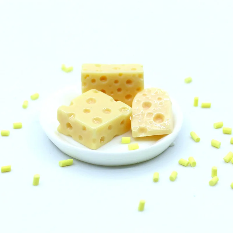 Желтые ломтики сыра игрушки Смола/u-тип кукольная кухня игральная площадь/прямоугольник 3 формы