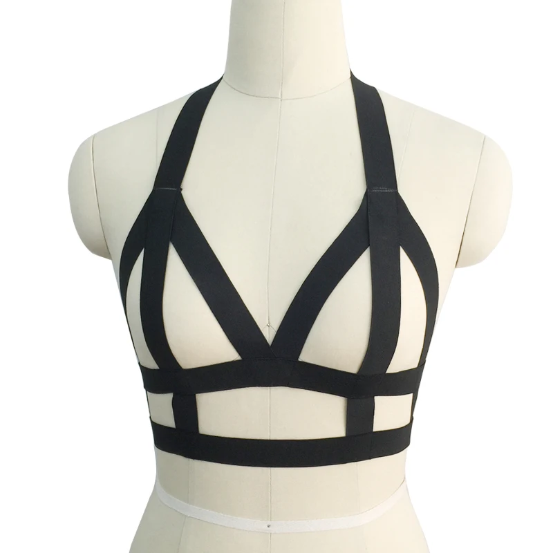 Harness bra Belt Can Adjust size black sexy costume Body Open Cage bra