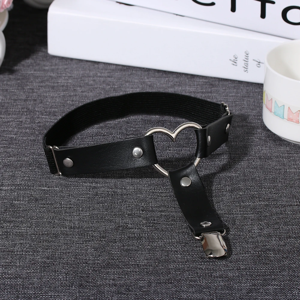 

Women Nice Sexy Punk Goth Heart PU Leather Elastic Garter Belt Leg Thigh Ring Clothing Accessory Spring Summer
