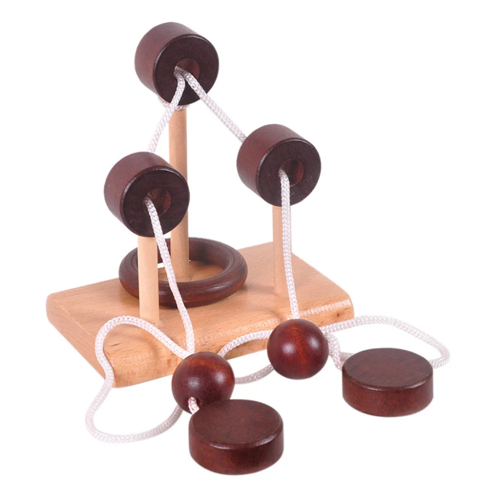 1PCS Solution Rope Central Classical Wooden Puzzle Set Brain Teaser