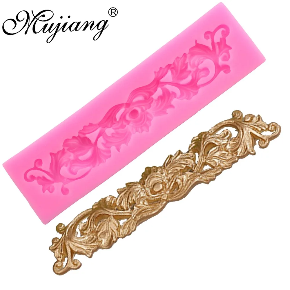 

Mujiang DIY Leaf Lace Silicone Molds Gum Paste Chocolate Fondant Sugarcraft Cake Border Decorating Tools Kitchen Baking Moulds