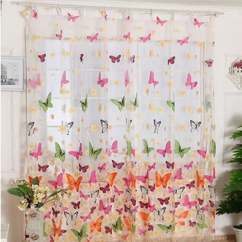 

2017 new butterfly window curtain for living room screening boys girls cartoon sheer children curtain for bedroom