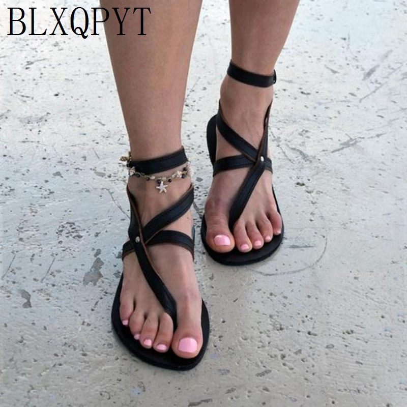 BLXQPYT/ обувь женские плоский сандалии пляж повседневные Вьетнамки размера плюс 34-52 Сандалии Летняя обувь женская обувь 1930