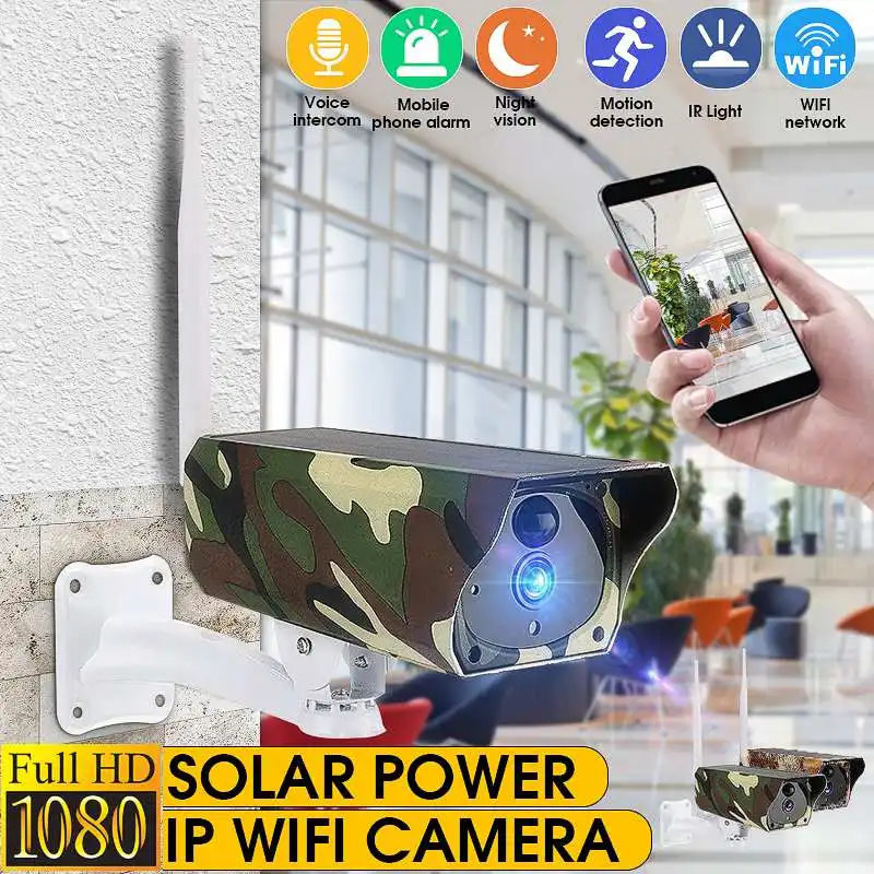 

1080P HD Wifi Wireless IP Camera Home Security Surveillance Waterproof Outdoor Solar Camera IR Night Vision Two Way Audio Cam