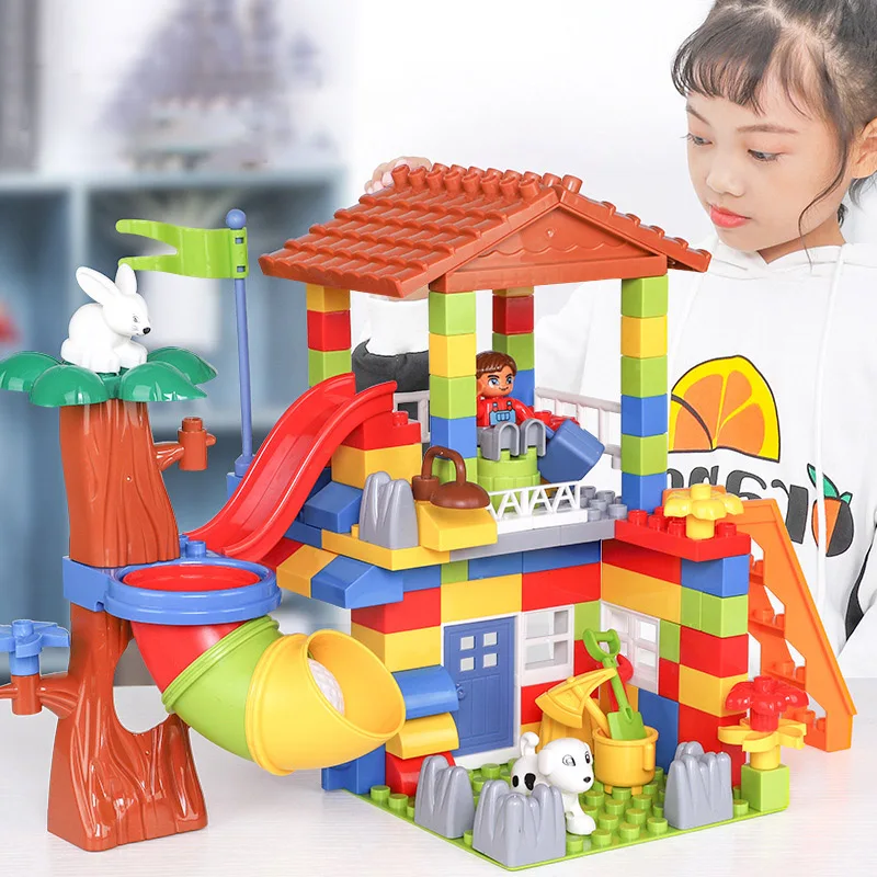 

133pcs Big Particle Blocks DIY Building Blocks Compatible legoed Duploed Maze Balls Track Bricks Educational Toys for Children
