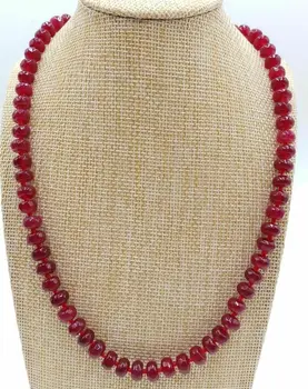 

Faceted 5x8mm Natural Red Ruby Gems Abacus Beads Necklace 18'' AAA