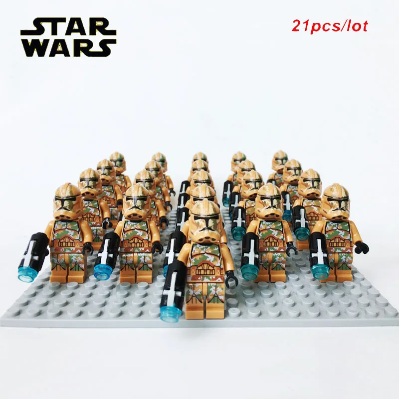 

NEW 21PCS/LOT STAR WARS GEONOSIS CLONE TROOPER sw606 Kashyyyk Clone Trooper COMPATIBLE FORCE AWAKENS block kids toys