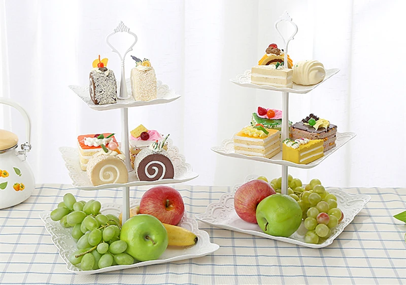 JAROWN European Wedding 3 Layer Cake Stand Fruit Plate Home Afternoon Tea Snack Tray Dirthday Party Candy Plate Decorations (11)