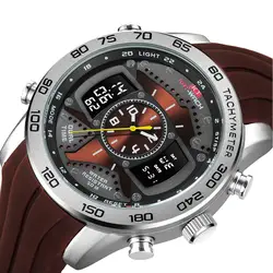 Лидирующий бренд Для мужчин спортивные часы Dual Дисплей Аналоговый Цифровой Кварцевые наручные часы силиконовой лентой часы мужской часы